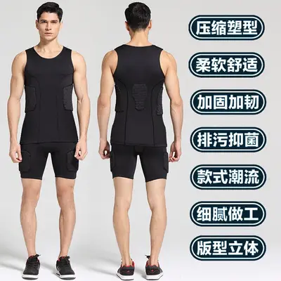 PRO Padded Collision Protection Clothing Short Sleeve Inner Pad Bodysuit Basketball Protective Vest Shorts Football Armor Clothing - 4