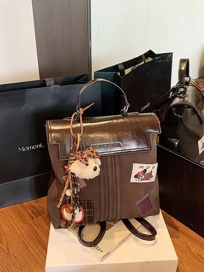 Damen-Handtasche mit Abzeichen, multifunktionale Umhängetasche - 3