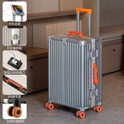 Aluminum Frame Combination Lock Carry-On Suitcase with Spinner Wheels - 11