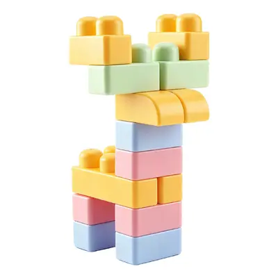 Boiled Soft Silicone Large-Particle Building Blocks for Babies and Toddlers, Macaron Color - 6