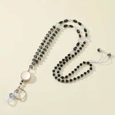 Neues grenzüberschreitendes Bestseller-Lanyard mit bunten Kristallperlen, Schlüsselband für Ausweishalter und ID-Badges, dehnbare Halskette LANYARD