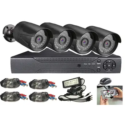 4 kanallı CCTV güvenlik sistemi ağ gözetim kiti