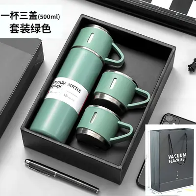 304 Stainless Steel Insulated Cup, Large Capacity, Three Lids, Gift Box - 10