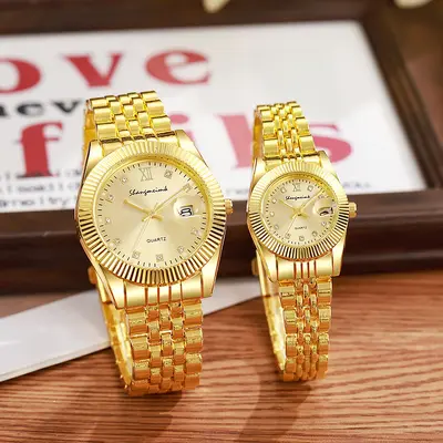 Men's quartz watch, couple set, steel band