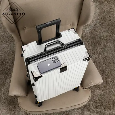 Aluminiumrahmen-Koffer PC Geschäftswagen Universalrollen-Koffer Student 26 Zoll großformatiger verschlüsselter Kasten Kabinengröße Koffer - 7