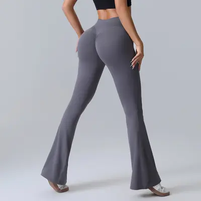 Pfirsich-Po-Lift High-Waist-Yoga-Hose für Damen, weites Bein, schnelltrocknend - 9