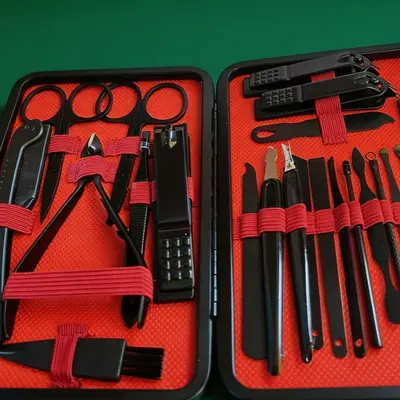 24-piece nail care set, black and red complete manicure pedicure kit