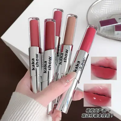 Kakashow Dual-Head Powder-Effect Lip Glaze, Mirror Water Gloss