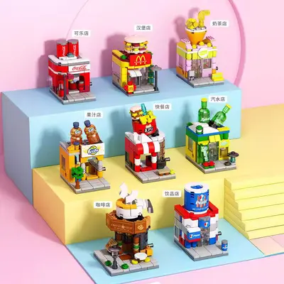 Model 8974 colorful street scene building blocks assembly toy