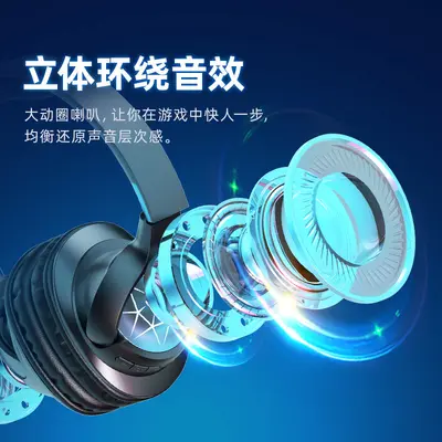 Beliebte LED-Kopfhörer mit Bluetooth von Huaqiangbei, kabellose Spielekonsole Sport E-Sport Gaming-Headset mit langer Akkulaufzeit