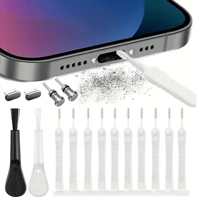 C port toz geçirmez set 16 parça Tip-C veri portu USB toz geçirmez fiş cep telefonu şarj portu metal toz geçirmez fiş - 10
