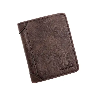 Erkek Kısa Cüzdan, Retro Çok Kartlıklı Dikey Üç Katlı Deri Model - 7