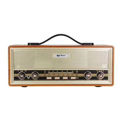 Retro Bluetooth Speaker with Card Slot, Portable Wooden Stereo Radio - 8