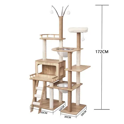 Large Wooden Cat Climbing Frame and Cat Tree for All Seasons - 7