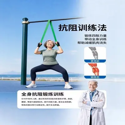 Elastic Resistance Band with Door Anchor for Middle-Aged and Elderly, Home Fitness Equipme - 2