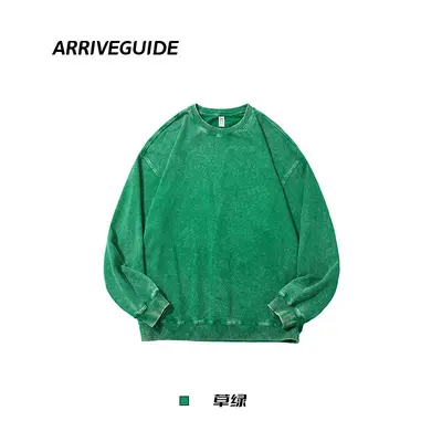 350 gsm 100% Cotton Washed Crew Neck Sweatshirt for Men and Women - 10