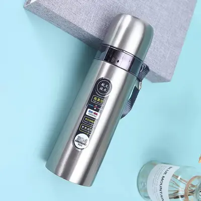 304 Paslanmaz Çelik Mermi Başlıklı Termos Kupa 500 ml Askılı - 7