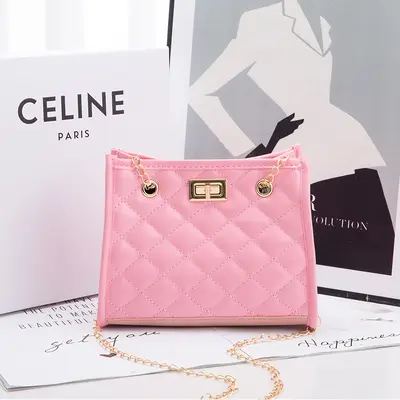 Embroidered Chain Small Women's Shoulder Bag, Diamond Pattern - 11
