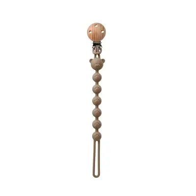 Baby Silicone Pacifier Chain Bear Anti-Lost Beech Wood Clip