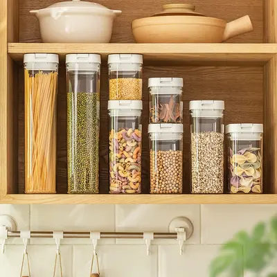 Food grade airtight jars, moisture-proof kitchen storage containers for grains, coffee beans, candies, dried tangerine peel and noodles.