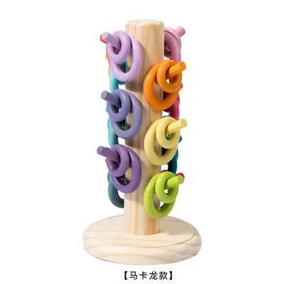 Wooden Rainbow Tree Ring Toss Toy, Early Education and Hand-Eye Coordination - 8