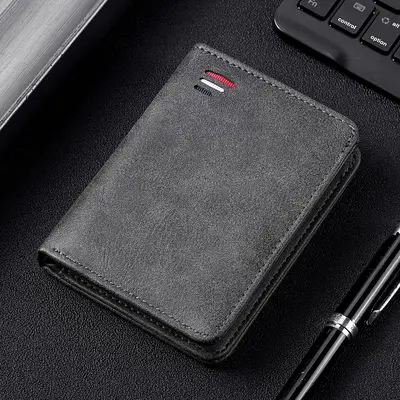 Men's Short Retro Zipper Wallet with Multiple Card Slots and Coin Pocket - 11