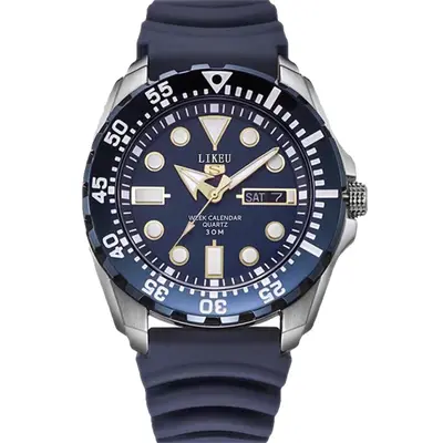 Seiko 5 Erkek Saati Gece Parlak Su Geçirmez Çift Takvim Su Cini Dalış Saati Mekanik Olmayan Erkek Saati Çelik Bileklik Kuvars Saat - 9