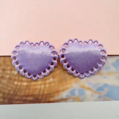 Light-colored satin heart bow hair clip, DIY handmade accessory - 9