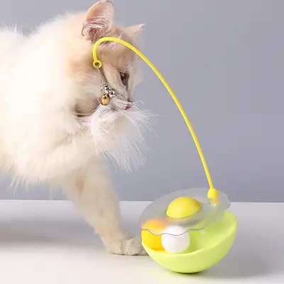Weighted Roly-Poly Cat Teaser Wand, Chew-Resistant Automatic Cat Toy - 5
