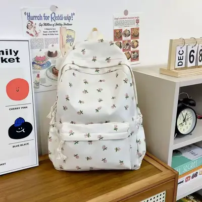 Cross-border ins casual minimalist leopard print double shoulder backpack women's junior and senior high school student travel backpack large capacity school bag - 11