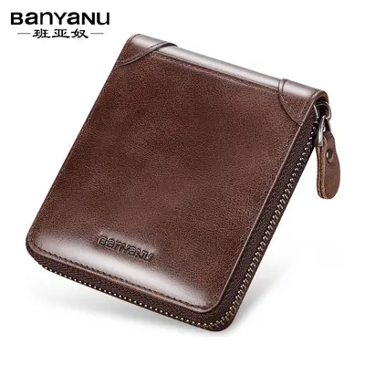 Men's Short Genuine Leather Wallet, Large Capacity Cowhide - 6