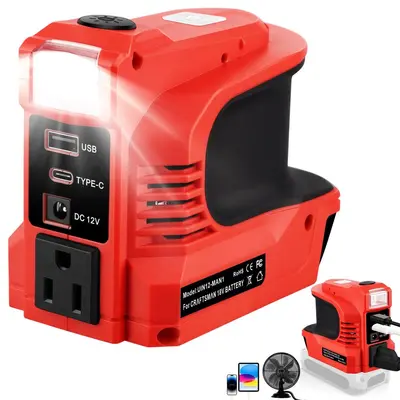 Inverter Converter 220W 18V, Lithium Battery, DC/USB/AC Output, EU and US Sockets - 12