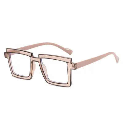 Color-Block Square Non-Prescription Glasses with Blue Light Protection - 10