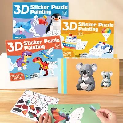 3D geometric puzzle sticker set, 4-book children's toy - 7