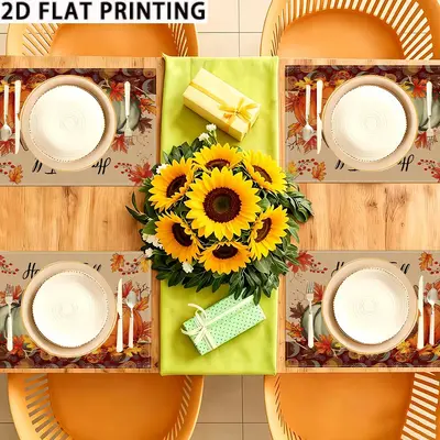 Christmas Digital Print Four-Piece Table Set with Runner and Coasters - 4