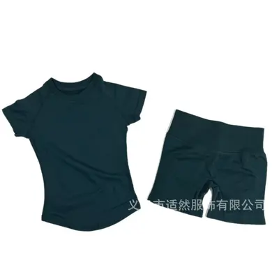 Women's High-Stretch Moisture-Wicking Sports Short-Sleeve Set, Seamless Fitness T-Shirt