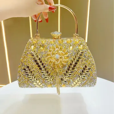 Large Capacity Women's Rhinestone Evening Bag, Single Shoulder Crossbody - 7