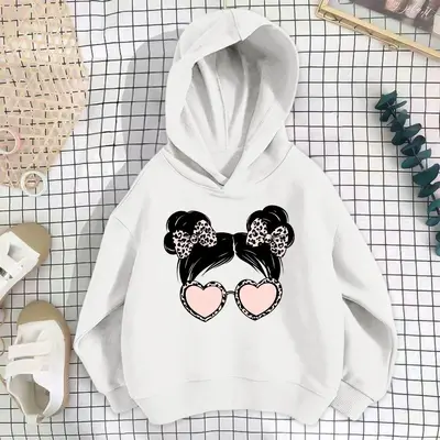 Kız çocuk bahar-sonbahar karikatür baskılı ince pamuklu sweatshirt