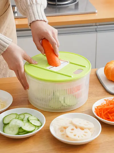Çok fonksiyonlu salata kurutucu, sebze kesici, drenaj sepeti, ev tipi sebze, meyve, salatalık, patates parçalama ve dilimleme maddesi
