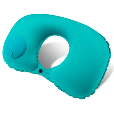 Inflatable neck pillow, U-shaped, for travel