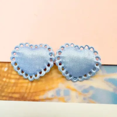 Light-colored satin heart bow hair clip, DIY handmade accessory - 10
