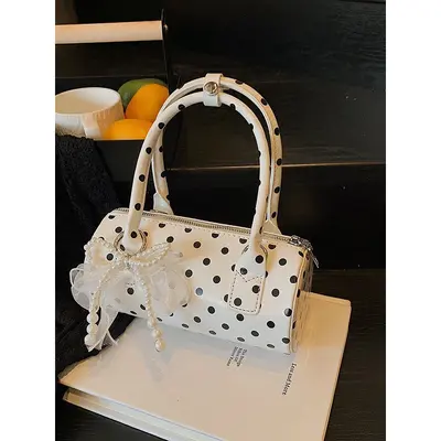 Kadın Küçük Puantiyeli Tote Çanta, Yastık Model Tek Omuz Çapraz Çanta - 5
