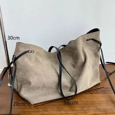Women's Retro Canvas Tote Bag, Large Capacity Single-Shoulder Bag - 8