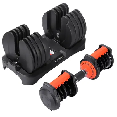 Tek Elde Ayarlanabilir Dumbbell Seti 24kg 52.5LB Orta İç Dönüş Dumbbelleri 15 Seviye Uluslararası