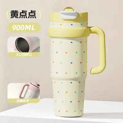 Riesige Isoliertasse mit Strohhalm 1000ml, mit Griff und Deckel - 9