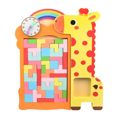 Pädagogisches Holzspielzeug, kreative Giraffenblöcke und Tetris-Bausteine