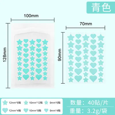 Heart and Star Colorful Hydrocolloid Pimple Patch, Concealing Acne Patch for Makeup - 10