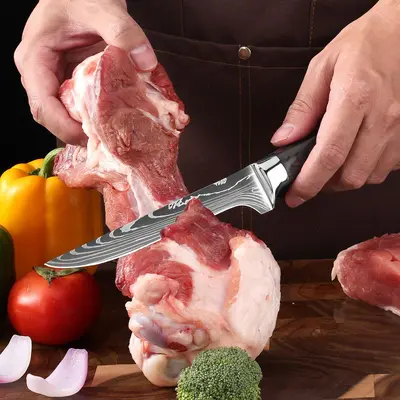 Damascus pattern kitchen knife set with chef knife - 3