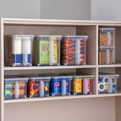 Kitchen storage box with wheels and handle