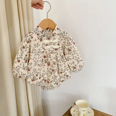 Kız Bebek Qipao Tarzı Tulum Takımı, İlkbahar Sonbahar